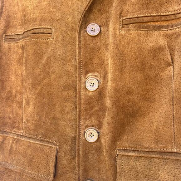 Vintage Leather Suede Vest Big & Tall Tan 2XL XXL Western Cowboy Camel - Picture 7 of 8